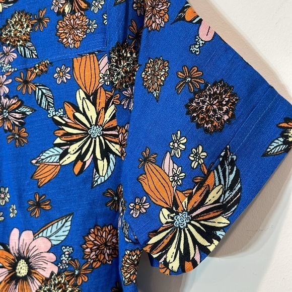 ModCloth Summer Camp Solstice Romper Blue/floral button front medium new w tags - Picture 8 of 10